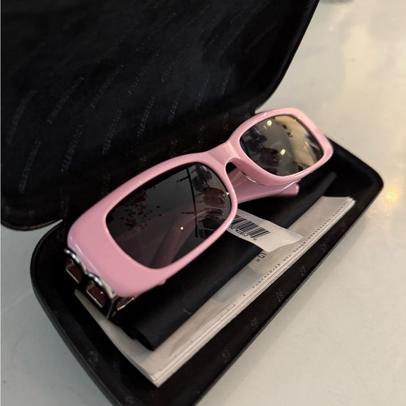 NWT - BALENCIAGA Dynasty Rectangular Sunglasses, 51mm Pink/Silver/Solid - Picture 1 of 12